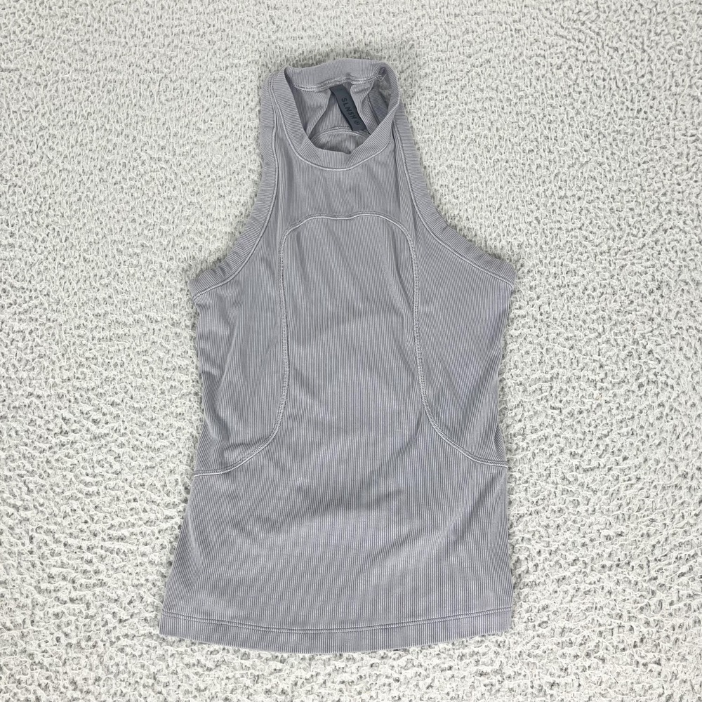 SLNSH Lululemon Tank Top Womens Medium Gray High Neck Ribbed Athletic